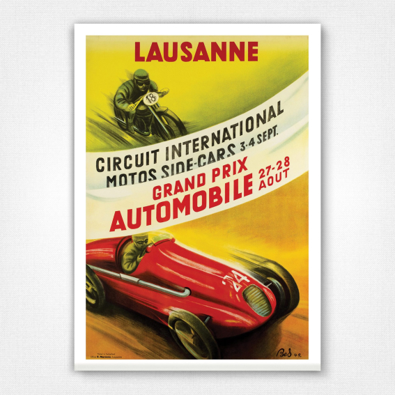 1949 Lausanne Grand Prix poster - Bes
