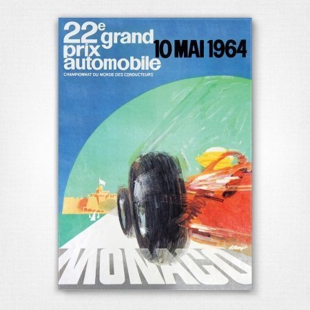 1964 Monaco Grand Prix poster - 22e Grand prix automobile print - J May