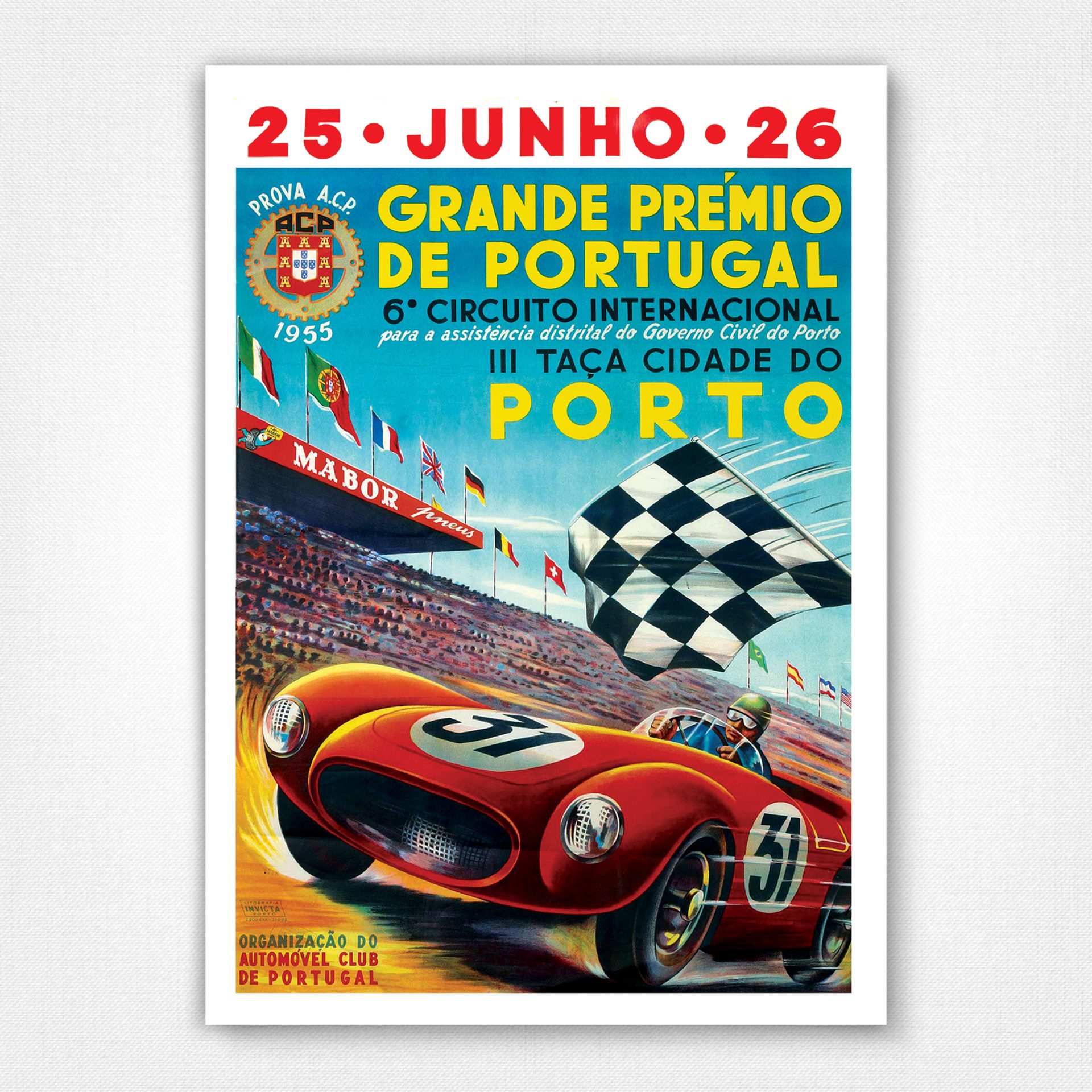 1955 Portugal Grand Prix poster - Grande Premio de Portugal poster