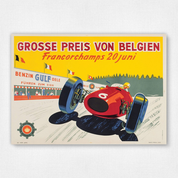 Grosser Pries Von Belgien poster - 1954 Belgian Grand Prix poster - E.A. Hermans