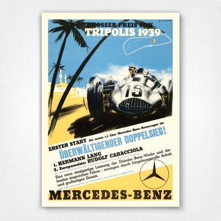 1939 Tripolis Grand Prix poster - Grosser Preis Von Tripolis 1939 - Mercedes Benz victory poster