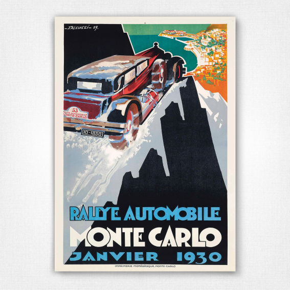 Monte Carlo Rallye Automobile poster - 1930 Monte Carlo Car Rally - Falcucci