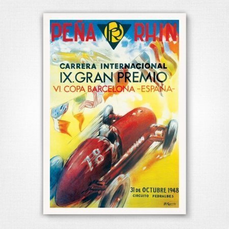 1948 Spanish Grand Prix poster - Peña Rhin IX Gran Premio poster