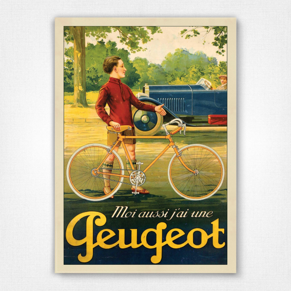 Peugeot cycles poster Moi aussi j'ai une Peugeot - c1920s vintage cycling poster