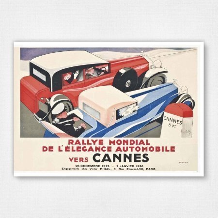 1929 Rallye Mondial poster by Jean Don, classic car rally poster, vintage car poster, art deco poster