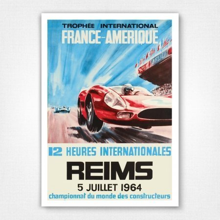 1964 12 Hours of Reims poster - Trophée International France-Amerique