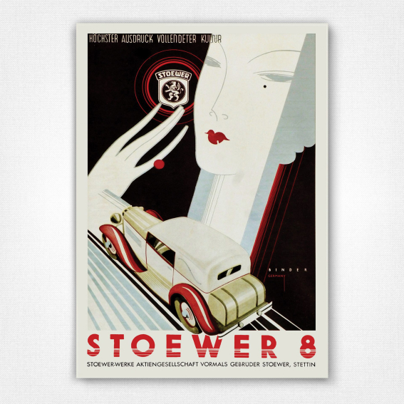 Stoewer 8 poster - 1928 vintage car poster - Joseph Binder