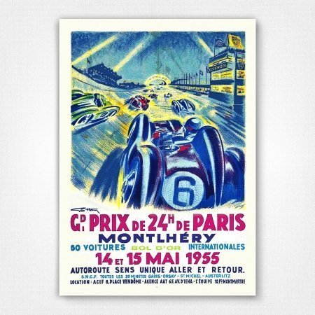 1955 Grand Prix de 24 heures de Paris poster - Monthléry - Geo Ham