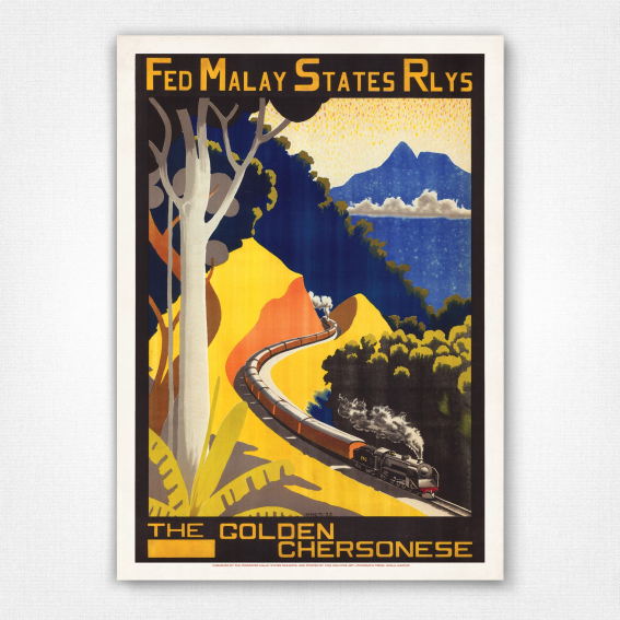 Fed Malay States Rlys poster The Golden Chersonese - Le Fleming -1933