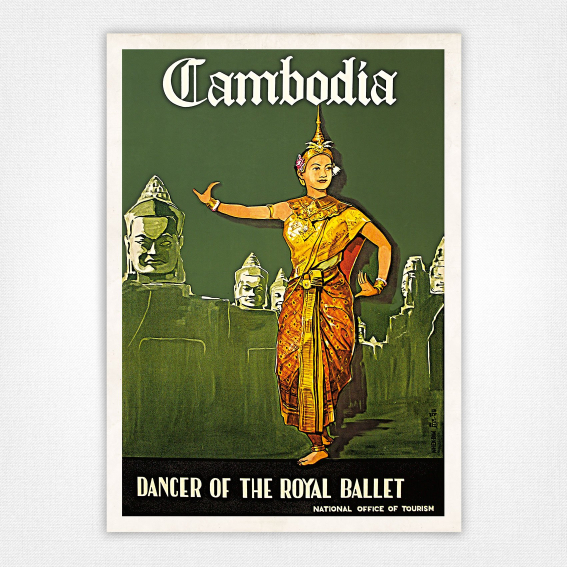 Cambodia travel poster. Cool Dancer of the Royal Ballet art