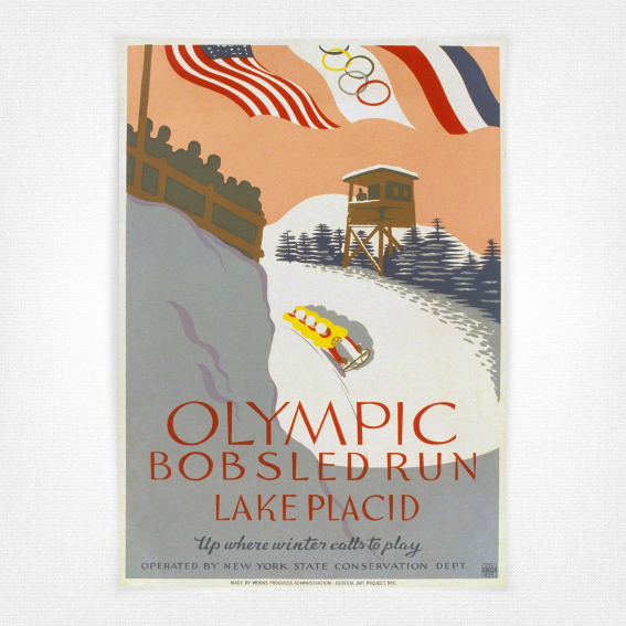 Olympic Bobsled Run poster - Lake Placid poster - 1932