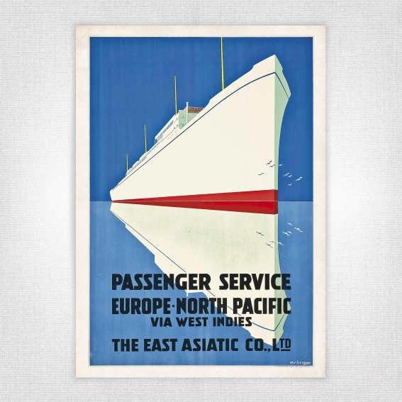 Passenger Service shipping poster - The East Asiatic Co Ltd - Erlinger