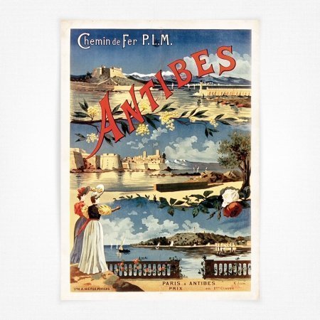Antibes railway poster - Chemins de fer PLM - 1895