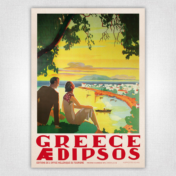 Aedipsos Greece poster - Aidipsos travel poster - 1934