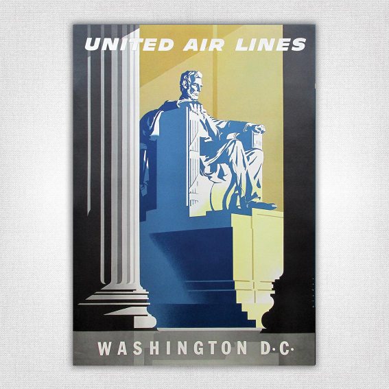 Washington DC travel poster - United Air Lines - Joseph Binder - 1955