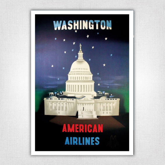 Washington American Airlines poster - McKnight Kauffer - 1948