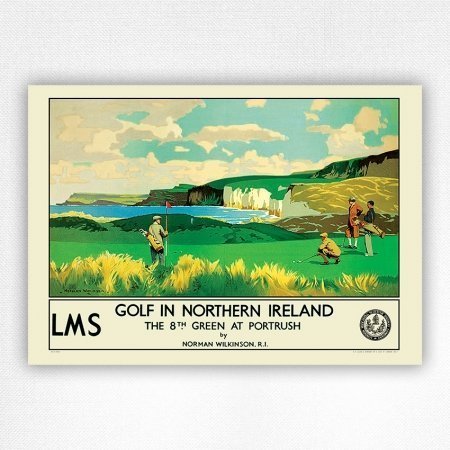 Golf in Northern Ireland poster - Vintage LMS railway poster - N Wilkinson