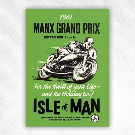 1961 Manx Grand Prix poster – vintage Isle of Man motorcycle poster