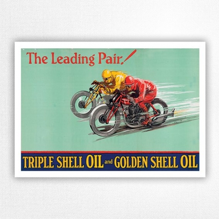 Shell Oil The Leading Pair poster - vintage motorcycle poster
