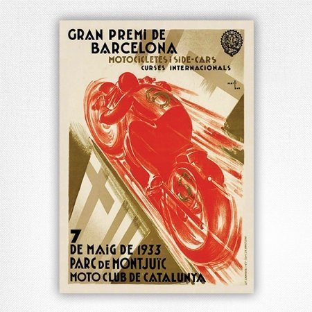 1933 Gran Premi De Barcelona poster - Vintage motorcycle poster