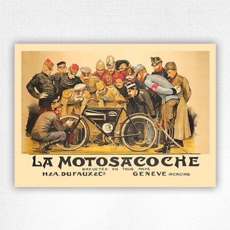 La Motosacoche motorcycle poster - rare vintage 1908 motorcycle poster
