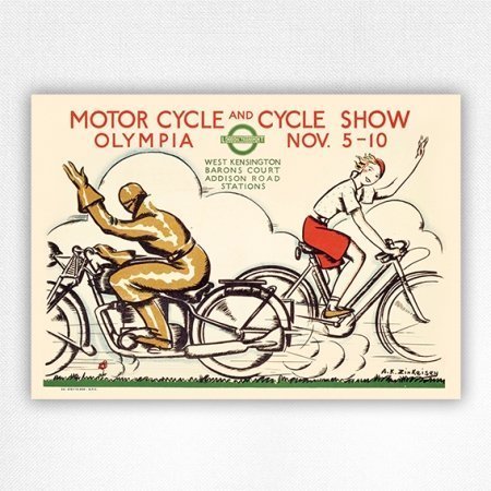 Olympia Motor Cycle poster - London Transport print - Anna Zinkeisen