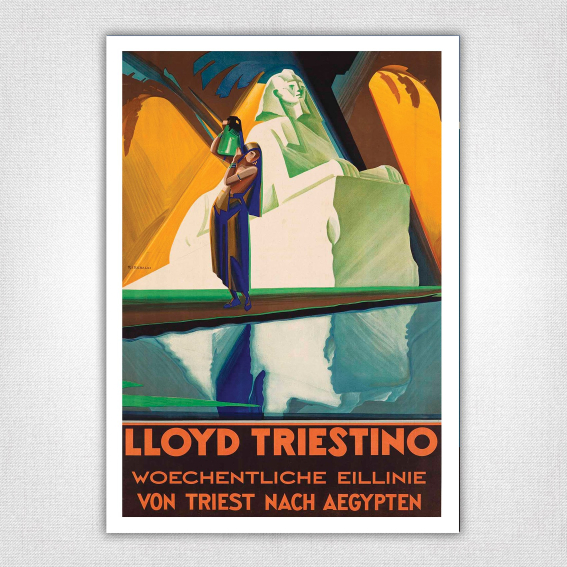 Egypt Lloyd Triestino poster - Lloyd Triestino Sphinx wall art - Riccobaldi 1931