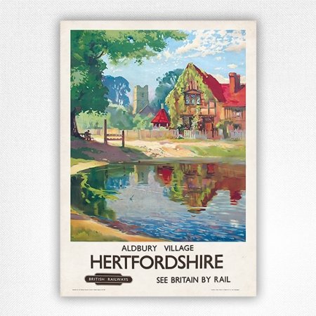 Aldbury Village railway poster - Hertfordshire travel poster - Jack Merriot