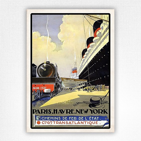 Paris Havre New York poster – Chemins de fer de l’Etat railway poster – Albert Sebille