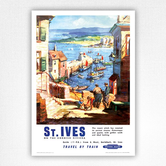Cornwall St Ives vintage poster - John Power - 1956