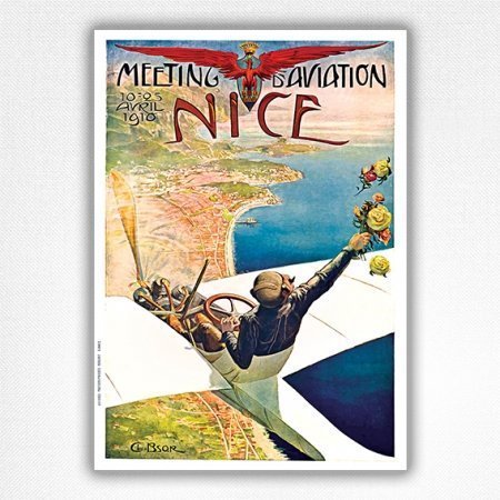Meeting d'Aviation Nice Poster - Vintage Aviation Poster - Brosse 1910