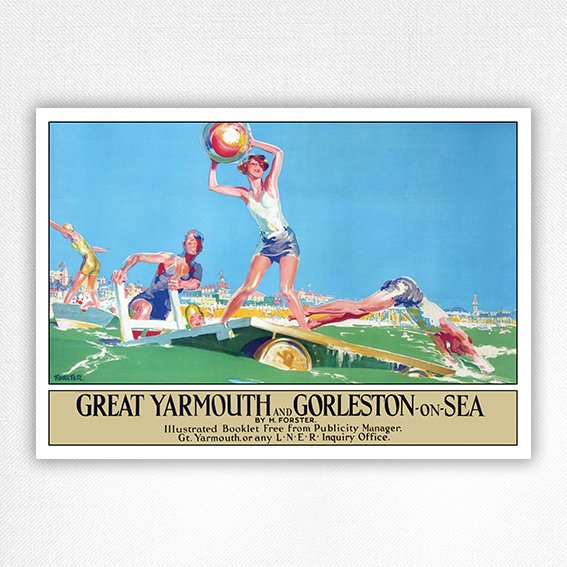 Great Yarmouth and Gorleston railway poster - H Forster