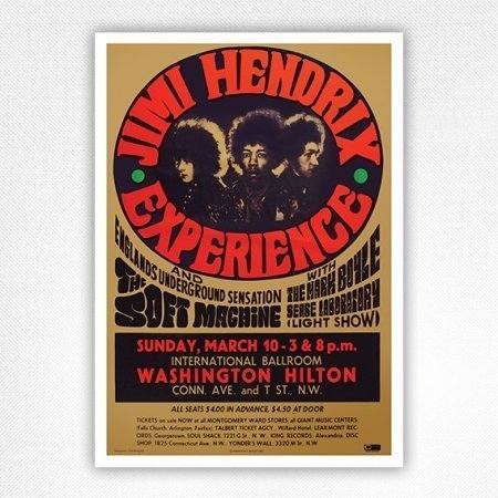 Jimi Hendrix Experience Washington DC Concert Poster 1968