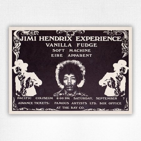 Jimi Hendrix Experience poster for 1968 Vancouver show with Vanilla Fudge