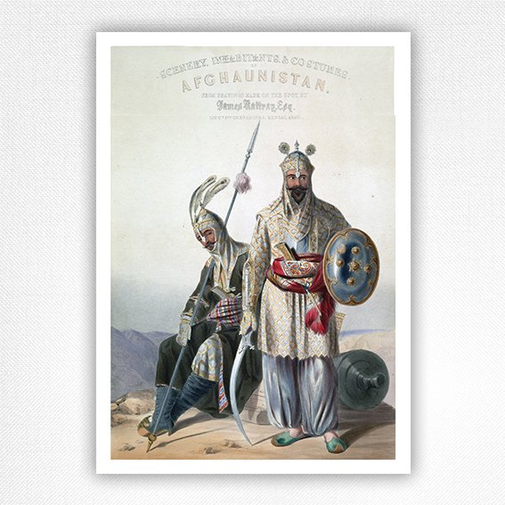 Afghanistan leaders art print - Lt James Rattray 1847
