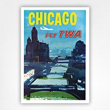 Chicago Fly TWA poster - Vintage Chicago poster - Austin Briggs - 1955