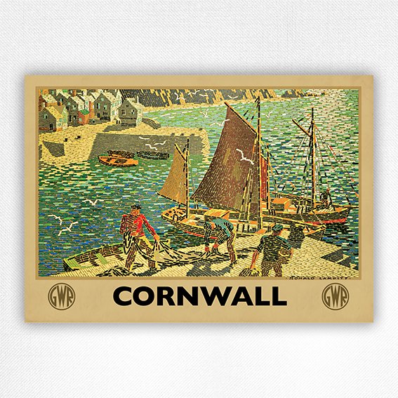 Cornwall vintage railway poster - GWR - Ronald Lampitt - 1936