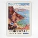 Cornwall Poster Cove & Coastline Travel by Rail poster - Jack Merriott - c1949
