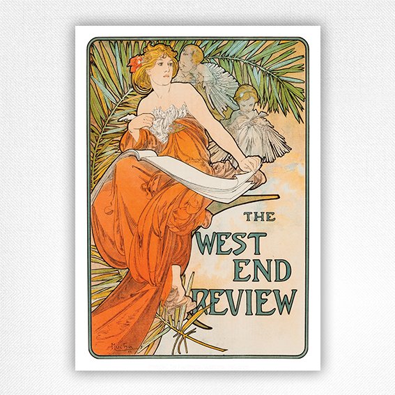 The West End Review poster - Alphonse Mucha 1898 - Art print, Wall art, Home Decor