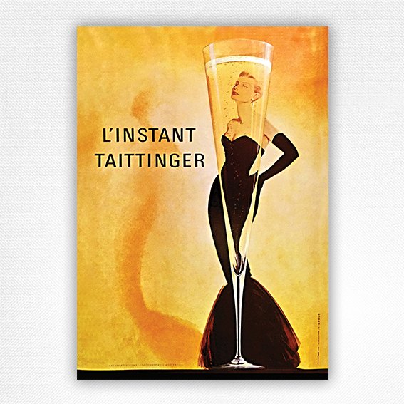 I'Instant Taittinger Champagne poster - Vintage Champagne Poster - Patrick Arlet