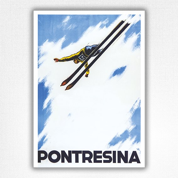 Pontresina Ski Poster, Switzerland - Walter Diggleman print