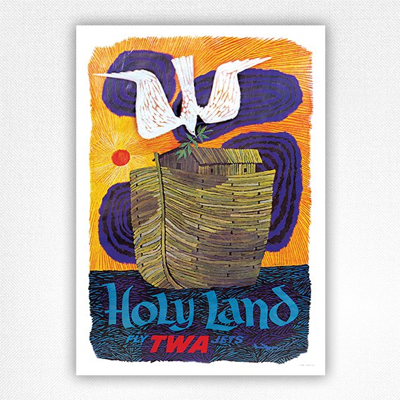 TWA Holy Land poster - Jerusalem travel poster - David Klein - 1964