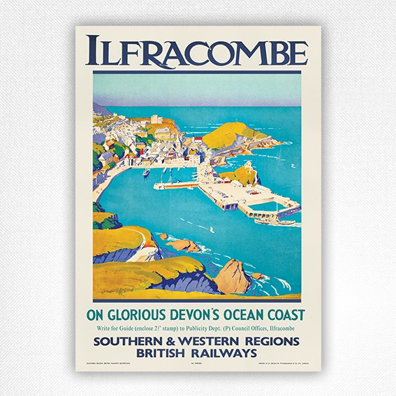 Ilfracombe railway poster - Ilfracombe travel poster - Walter Spradbery - 1948