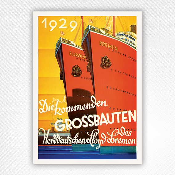 Die Kommenden Grossbauten poster - Norddeutschen Lloyd Bremen - 1929