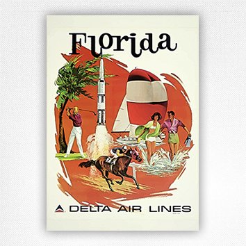 Florida Delta Air Lines poster - Fred Sweney - c1960