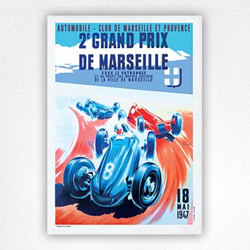 2e Grand Prix De Marseille poster - 1947 Marseille Grand Prix - André Bermond