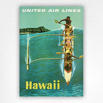 Hawaii travel poster United Air Lines poster - USA - Stan Galli - c1960
