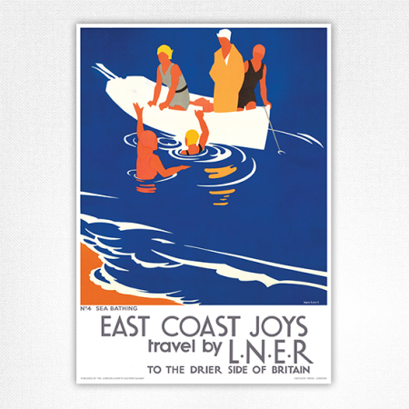 East Coast Joys poster No.4 - East Coast Joys travel by LNER No4 Sea Bathing - Tom Purvis