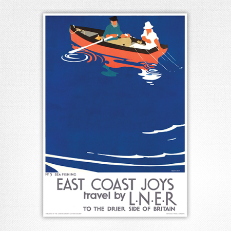 East Coast Joys poster No.5 - East Coast Joys travel by LNER No5 Sea Fishing - Tom Purvis