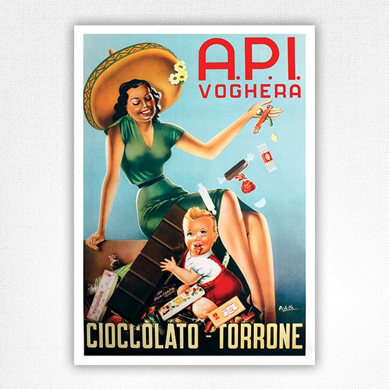 Cioccolato Torrone poster API Voghera wall art - Di Lullo - 1950
